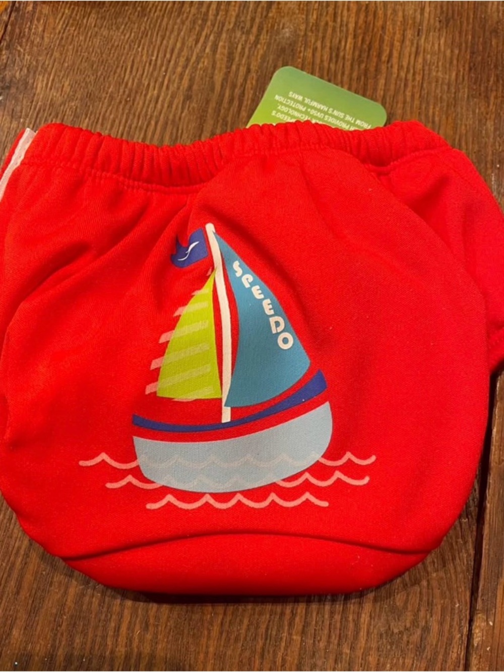 New with Tag SPEEDO  Red Kids Swim Diaper with Colorful Sailboat